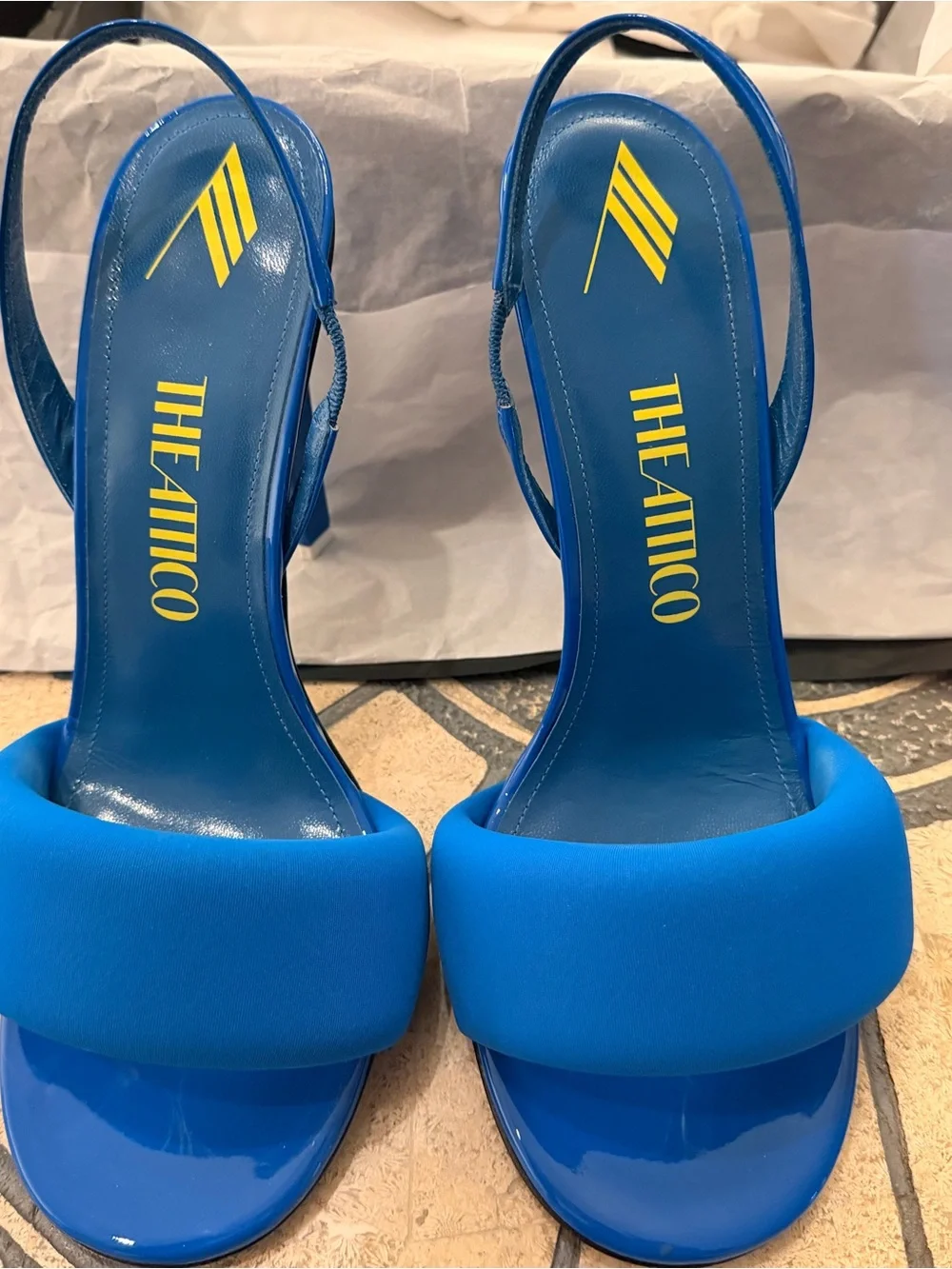 The Attico Electric Blue Open-Toe Slingback Heel